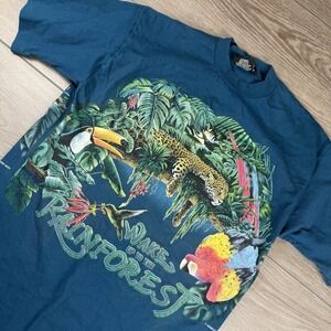 Signal Sport Men's Short Sleeve Wake Up To The Rainforest Tropical Tee Blue Sz M